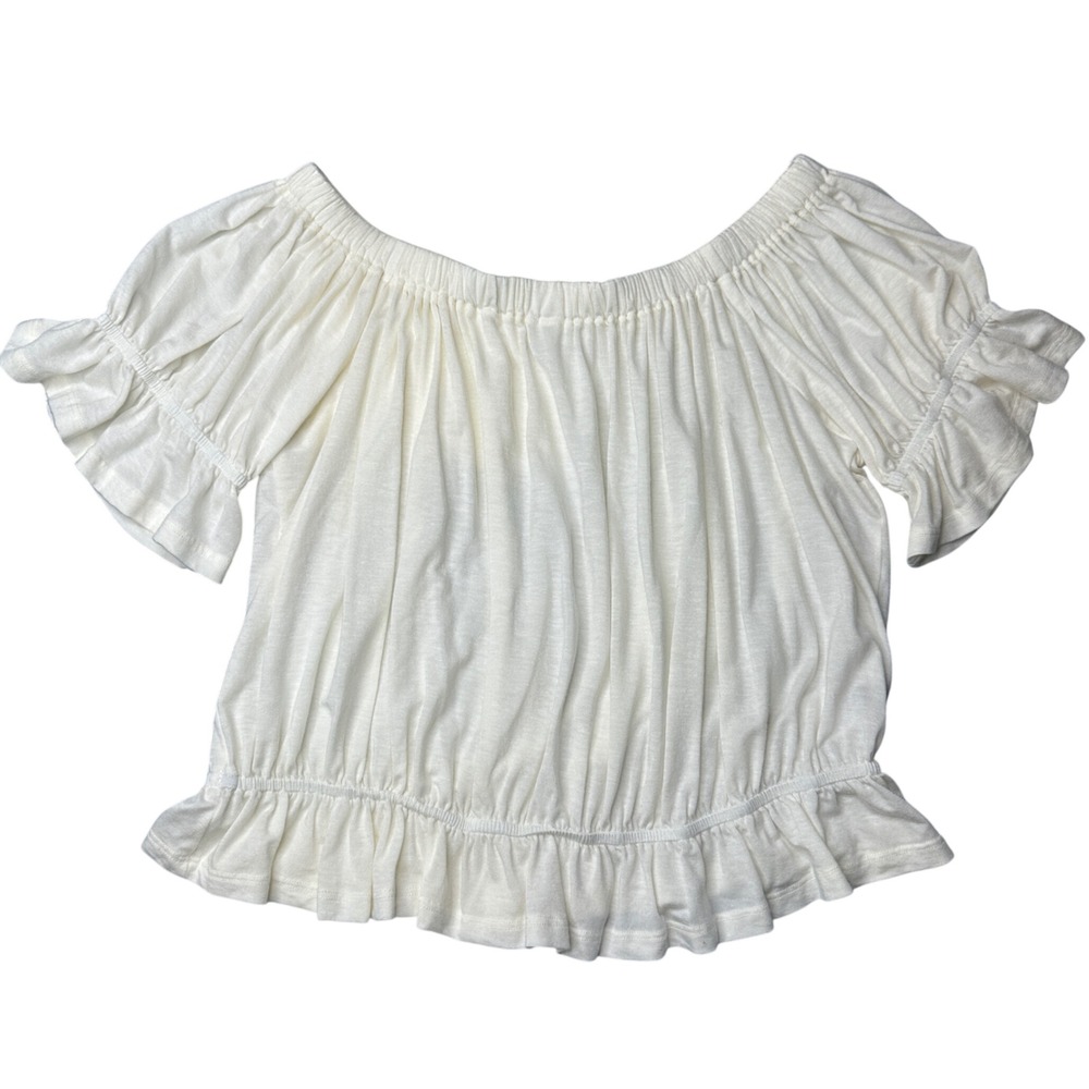 Groceries Apparel Off-Shoulder Crop-Top Off White/Cream Size Small